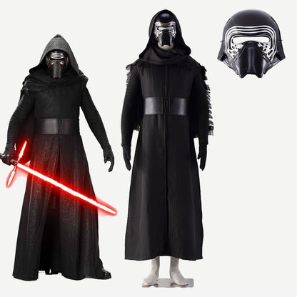 Movie Star Wars Kylo Ren Ben Solo Cosplay Costume Black Outfits with Mask Men Kids Halloween