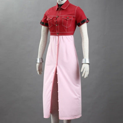 Game Final Fantasy 7 Aerith Gainsborough Cosplay Costume with Accessories Women Kids Halloween