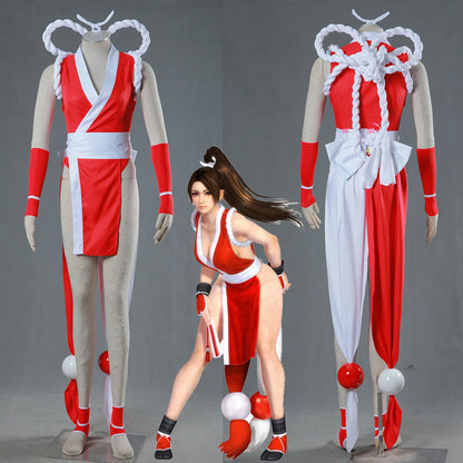Game King of Fighters (KOF) Mai Shiranui Costume Outfit with Accessories Women and Kids Halloween