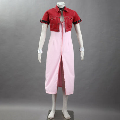 Game Final Fantasy 7 Aerith Gainsborough Cosplay Costume with Accessories Women Kids Halloween