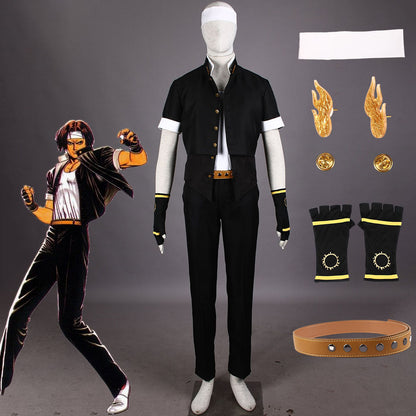 Game King of Fighters (KOF) Kyo Kusanagi Costume Black Cosplay Outfit Men and Kids Halloween
