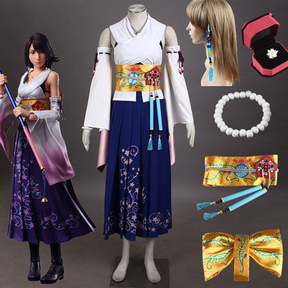 Final Fantasy X 10 Yuna Cosplay Costume Full Outfit with Accessories Women Kids Halloween