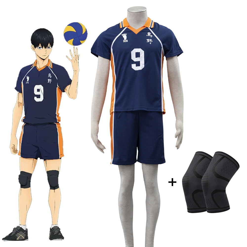 Haikyuu!! Costume Kageyama Tobio Number #9 Karasuno High School Volleyball Uniform with Knee pads