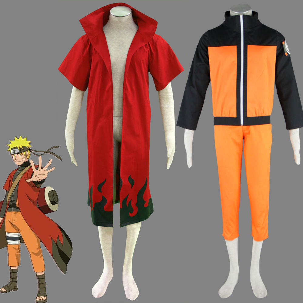Anime Naruto Shippuden Naruto Sennin Moodo Cosplay Costume Men Kids Halloween