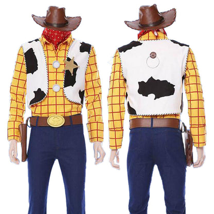 Toy Story Costume Woody Cosplay Full Outfit with Hat for Men Halloween