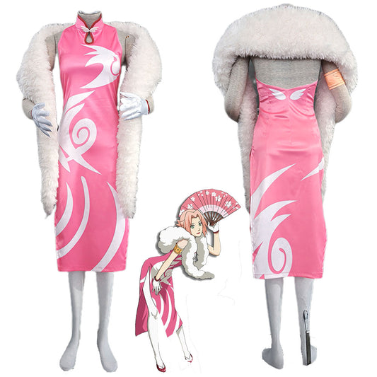 Anime Naruto Mobile Sakura Cheongsam Dress Women Kids Halloween