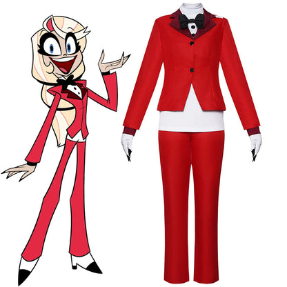Hazbin Hotel Charlie Morningstar Cosplay Red Pants Costume full Outfit for Women