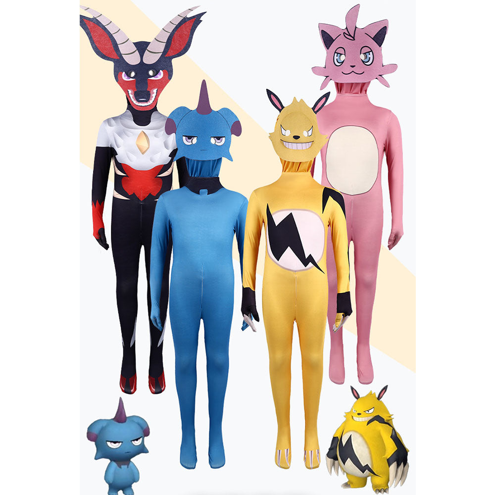 Game Palworld Costume Chillet Grizzbolt Incineram Cattiva Depresso Cosplay Jumpsuit with Mask Adults Kid Halloween