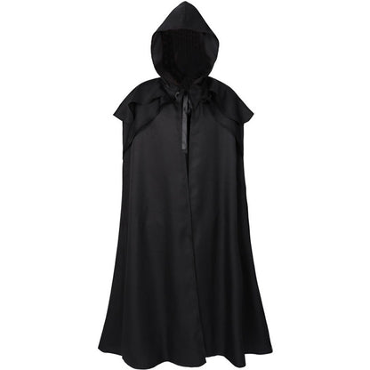 Medieval Monk Cosplay Costume Solid Color Long Cloak with Hooded Unisex Halloween