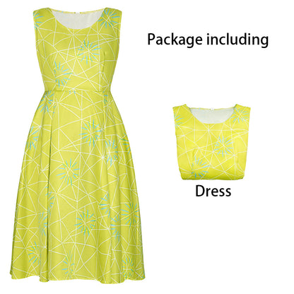 Inside Out Costume Joy Cosplay Yellow Dress for Women and Kids