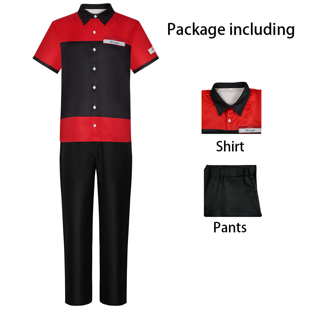 Game Manny's Costume the Cashier Shop Assistant Clerk Cosplay Outfits for Men