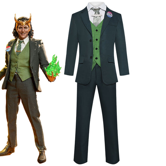 Movie Loki Costumes Loki Cosplay Dark Green Full outfits for Men