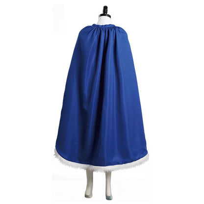 Anime Pirate Horned Warrior Girl Blue Cloak Costume Full Outfit for Women Halloween