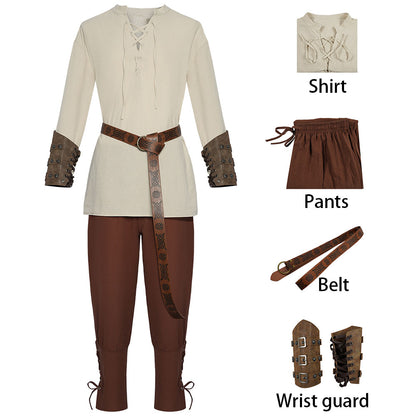 Halloween Costume Pirates of the Caribbean Medieval Pirate Cosplay full Outfits for Men