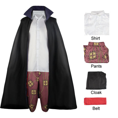 Red-Hair Pirate Captain Costume Full Outfit with Hat for Men Halloween