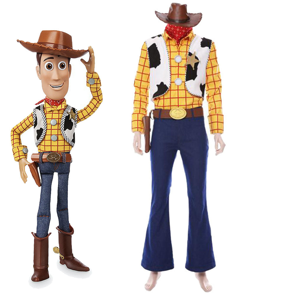 Toy Story Costume Woody Cosplay Full Outfit with Hat for Men Halloween