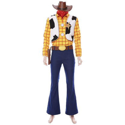 Toy Story Costume Woody Cosplay Full Outfit with Hat for Men Halloween