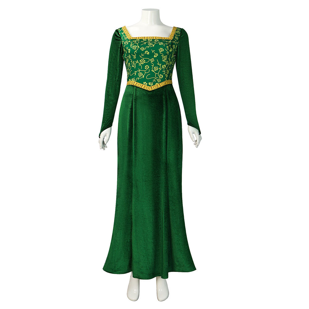 Shrek! Costume Princess Fiona Cosplay Green Dress for Women and Kids Halloween