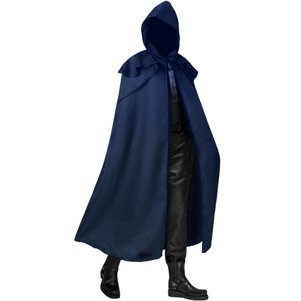 Medieval Monk Cosplay Costume Solid Color Long Cloak with Hooded Unisex Halloween