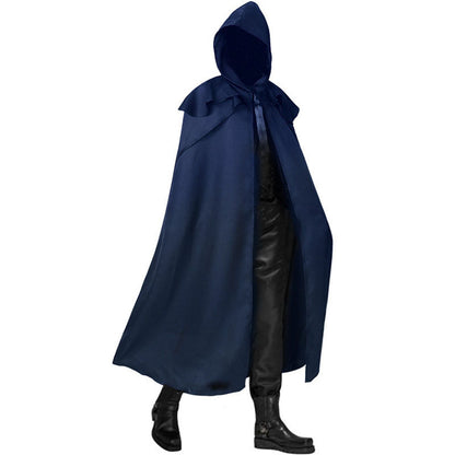 Medieval Monk Cosplay Costume Solid Color Long Cloak with Hooded Unisex Halloween