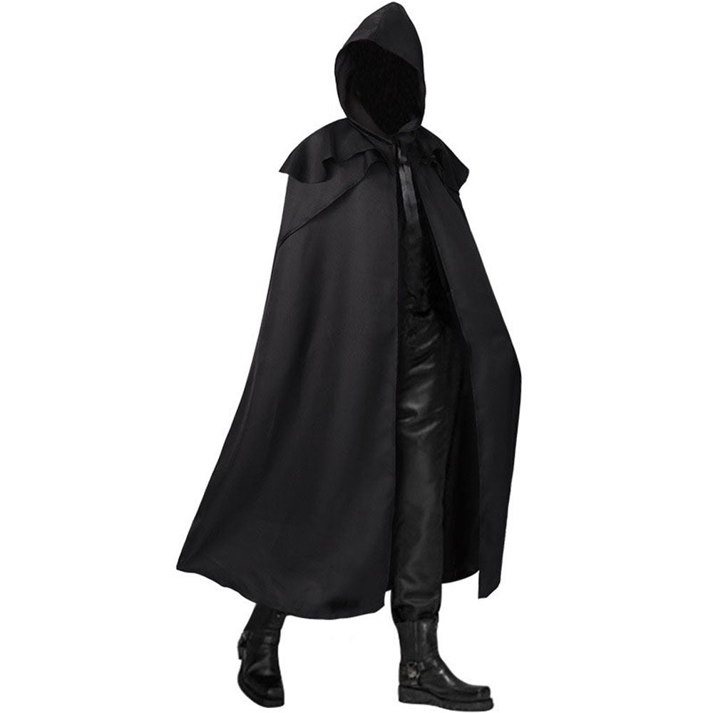 Medieval Monk Cosplay Costume Solid Color Long Cloak with Hooded Unisex Halloween