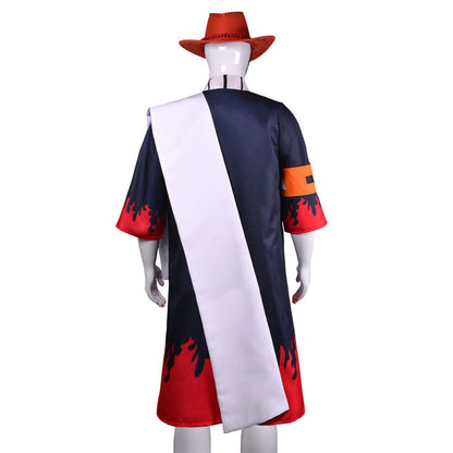 One Piece Fire Fist Ace Cosplay Costume full Outfit with Hat for Men Halloween