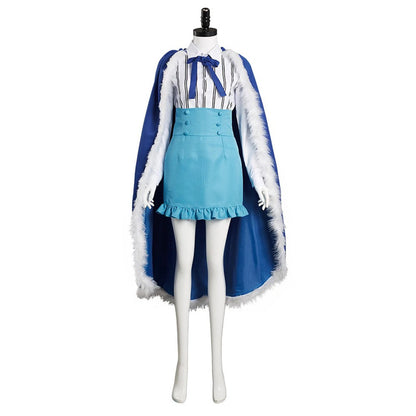 Anime Pirate Horned Warrior Girl Blue Cloak Costume Full Outfit for Women Halloween