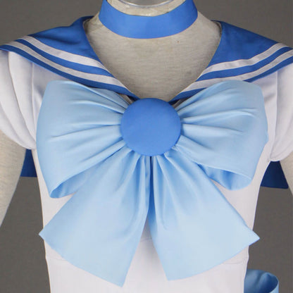 Anime Sailor Moon Costume Mizuno Ami Sailor Mercury Fighting Cosplay Outfit and Accessories Women and Kids Halloween