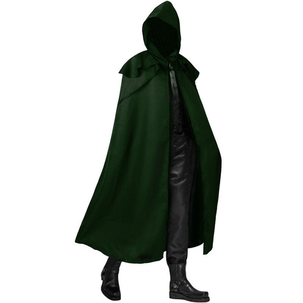 Medieval Monk Cosplay Costume Solid Color Long Cloak with Hooded Unisex Halloween