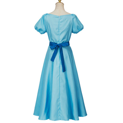 Movie Peter Pan and Wendy Costume Wendy Cosplay Blue Dress with Headdress Women Halloween