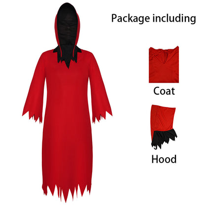 Halloween Costume Red Devil the Death Cosplay Party Costume Red Coat Unisex