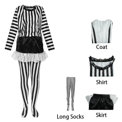 Movie Beetlejuice Costume Beetlejuice Cosplay Black and White Striped Suits for Women
