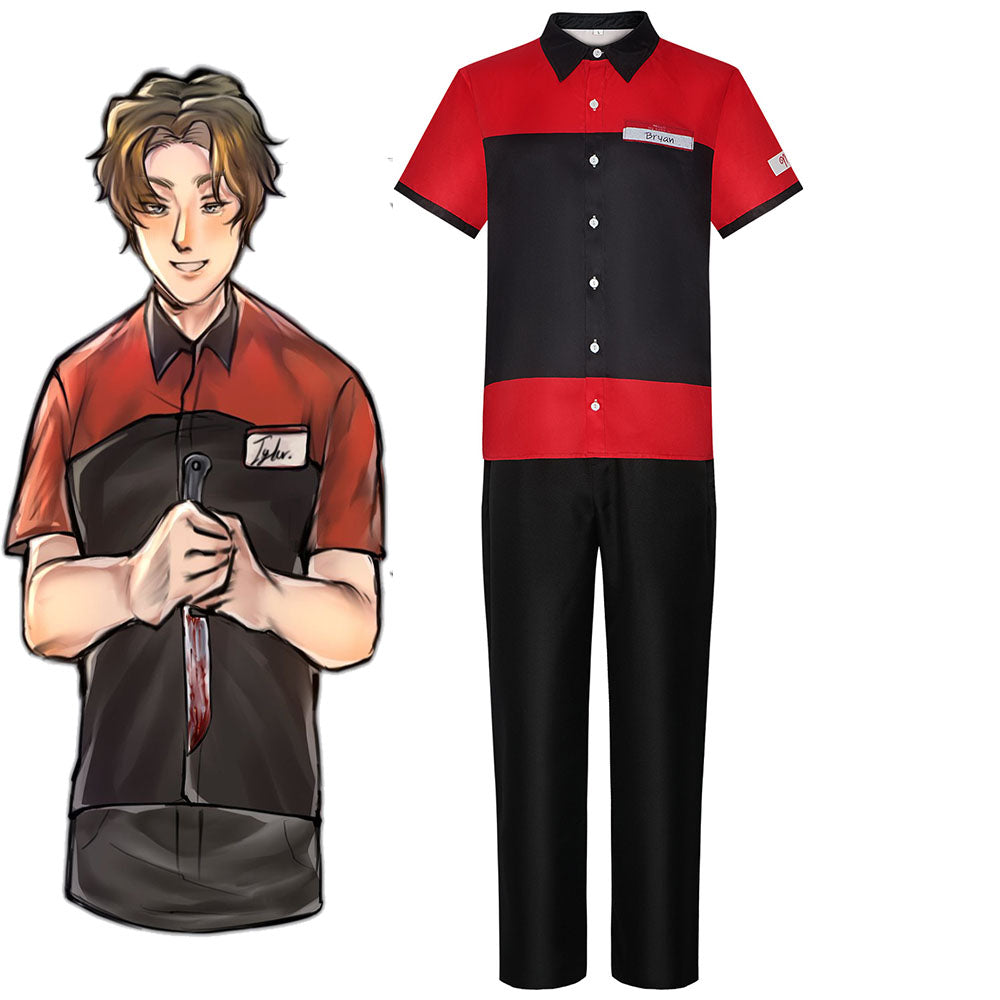 Game Manny's Costume the Cashier Shop Assistant Clerk Cosplay Outfits for Men