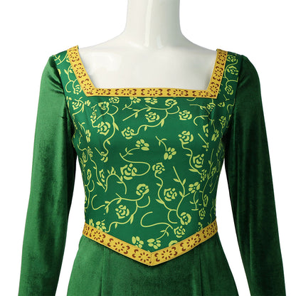 Shrek! Costume Princess Fiona Cosplay Green Dress for Women and Kids Halloween