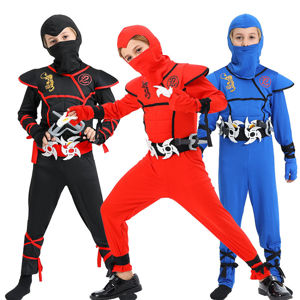 Halloween Costume Kids Ninjia Warrior Cosplay Suits with All Accessories
