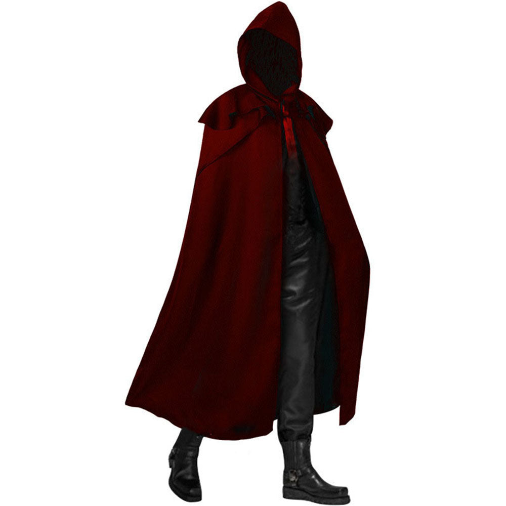 Medieval Monk Cosplay Costume Solid Color Long Cloak with Hooded Unisex Halloween