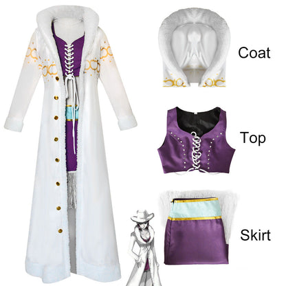 Pirate Adventure Archaeologist White Coat Costume Full Outfit for Women Halloween
