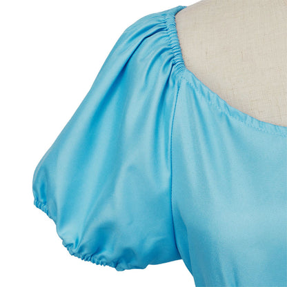 Movie Peter Pan and Wendy Costume Wendy Cosplay Blue Dress with Headdress Women Halloween