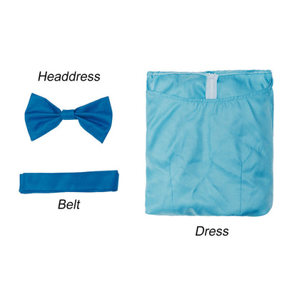 Movie Peter Pan and Wendy Costume Wendy Cosplay Blue Dress with Headdress Women Halloween