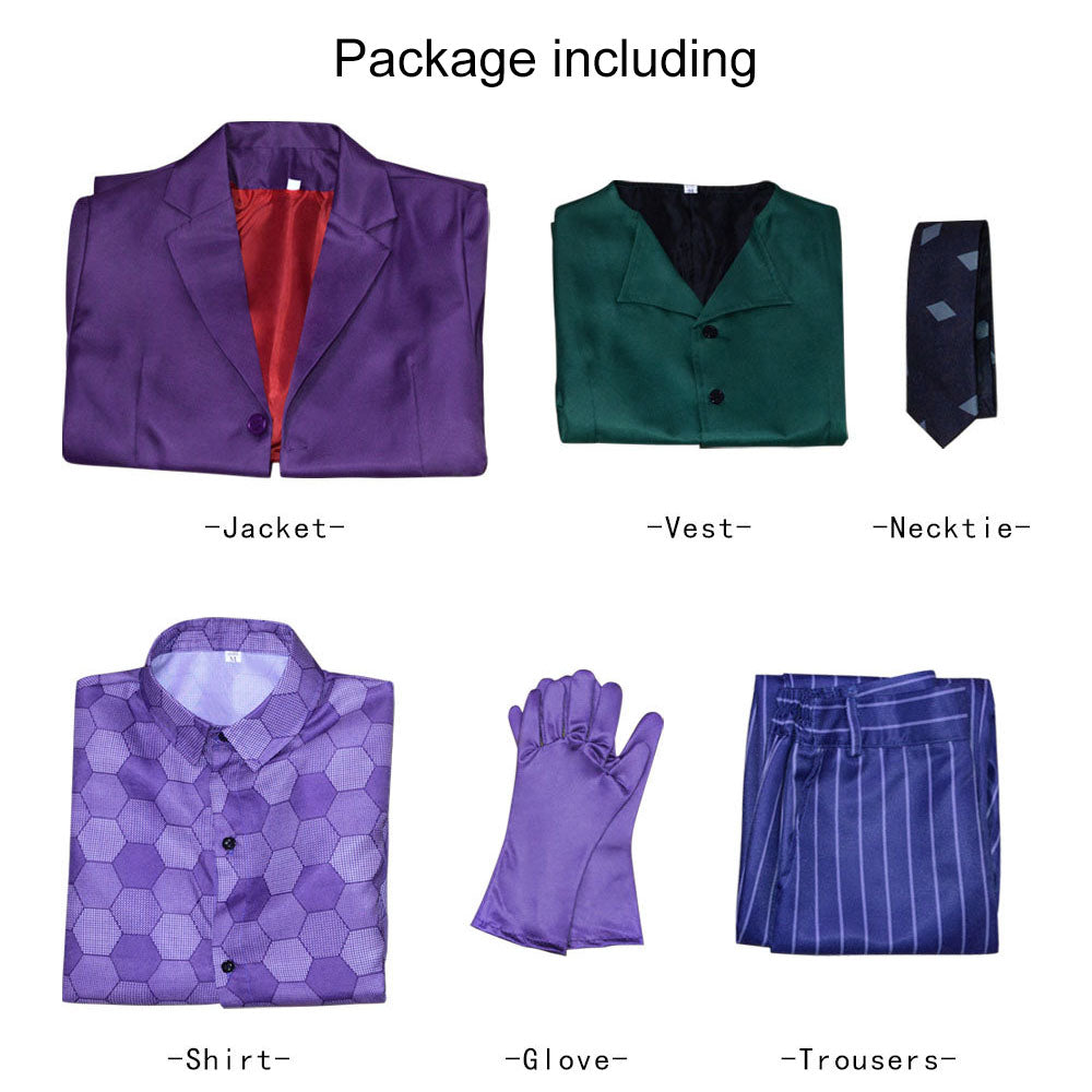 The Dark Knight Costume Batman the Joker Cosplay Purple full Outfit for Men Halloween