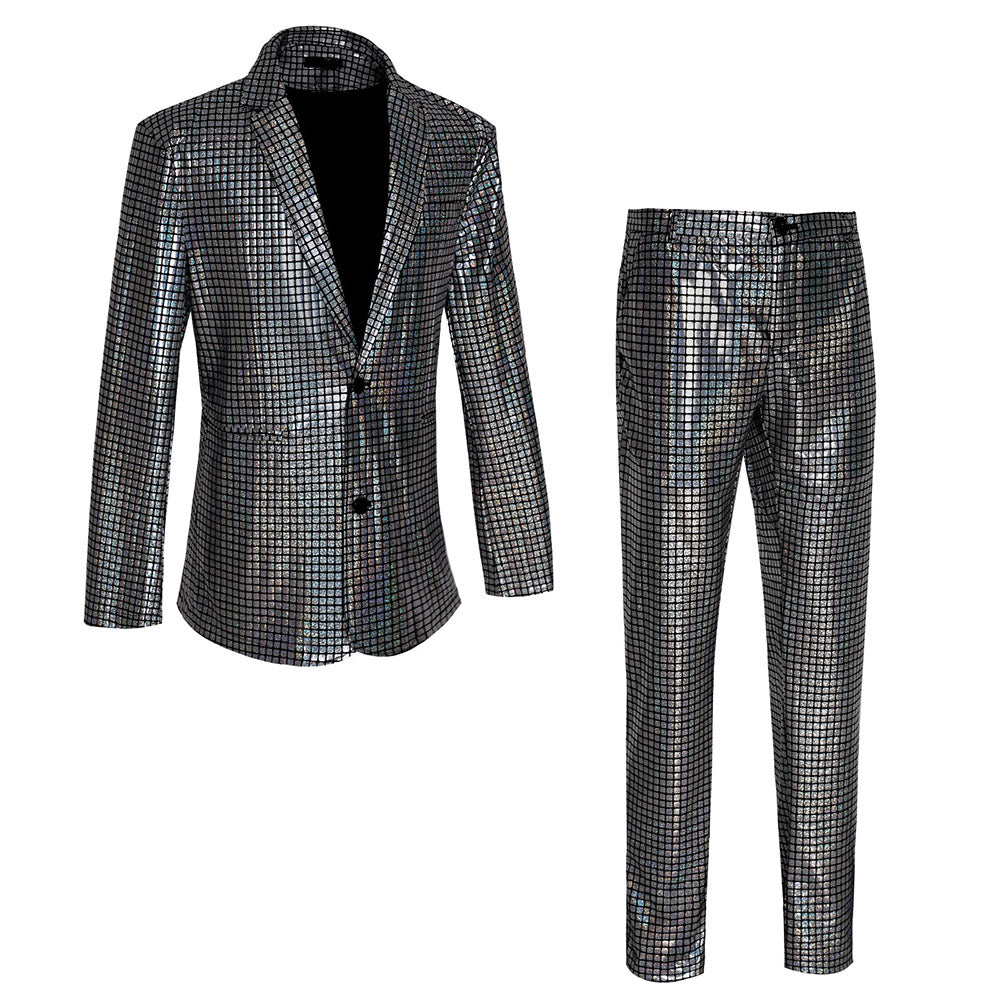 Disco Sequined Men's suits Party stage Nightclub Shiny Performance Suit Halloween