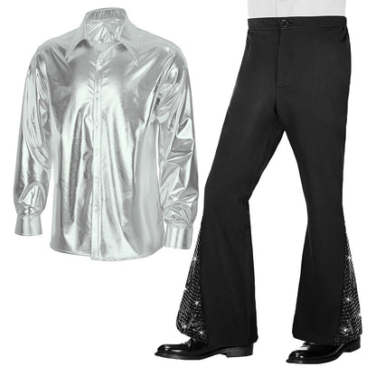 Hip-Hop Vintage Men's suits Party stage Nightclub Shiny Performance Suit Halloween