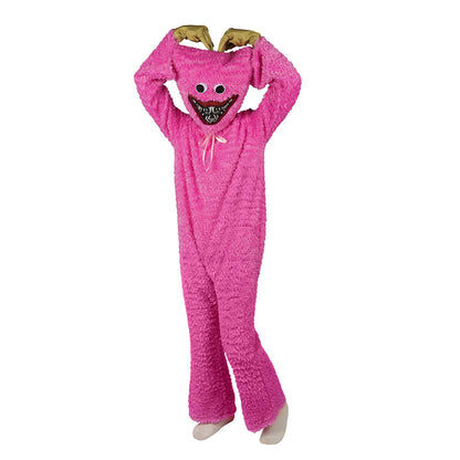 Game Poppy Playtime Costume Huggy Wuggy Blue Pink Cosplay Jumpsuit for Adults and Kids