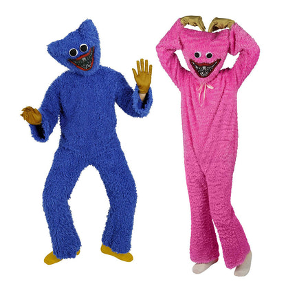 Game Poppy Playtime Costume Huggy Wuggy Blue Pink Cosplay Jumpsuit for Adults and Kids