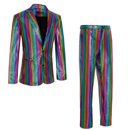 Disco Sequined Men's suits Party stage Nightclub Shiny Performance Suit Halloween