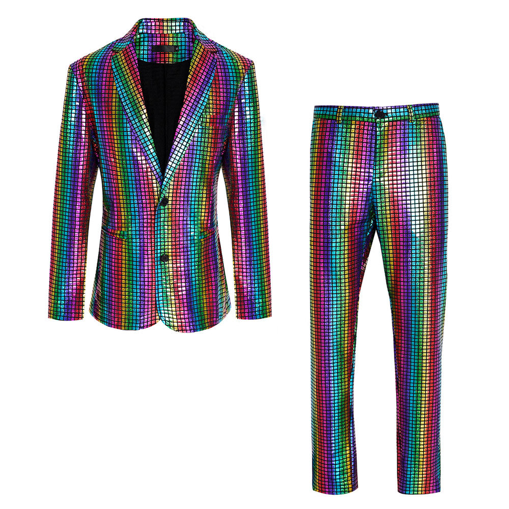 Disco Sequined Men's suits Party stage Nightclub Shiny Performance Suit Halloween