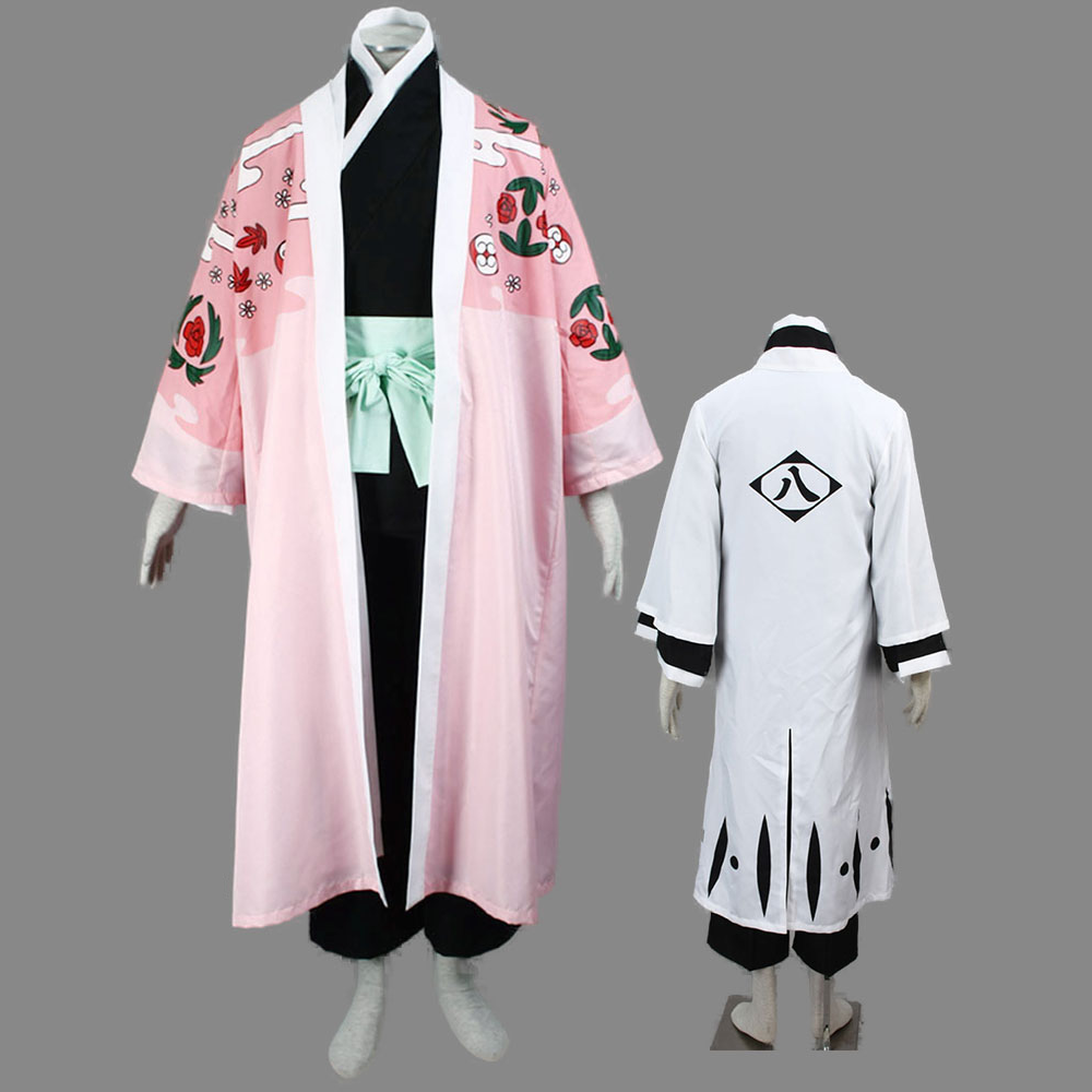 Anime Straw Hat Floral Haori Swordsman Cosplay Costume Set for Men and Kids