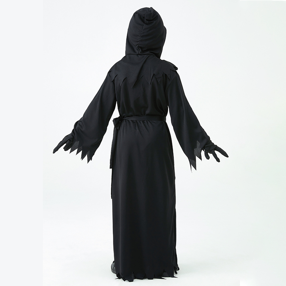 Halloween Costumes Grim Reaper Death Cosplay Red Laser Eye with Death Sickle for Kids Adults Unisex
