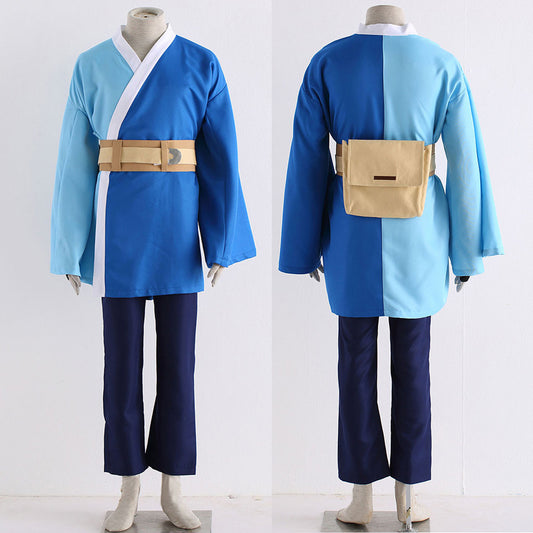 Anime White Hair Snake Master Wind Ninja Cosplay Costume Outfit with Headband for Men Kids