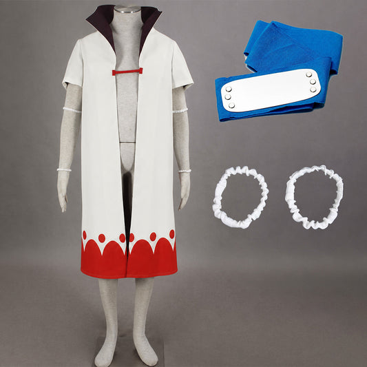 Anime Yellow Flash Fourth Leader Cosplay White Long Cloak with Headband for Men Kids